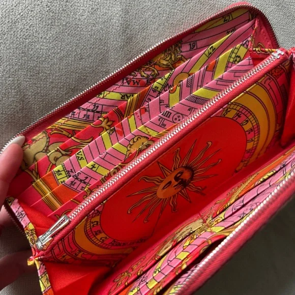 ☀️Hermès☀️Silk'In Classic Epsom Long Wallet Rose Jaipur Astrologie Nouvelle